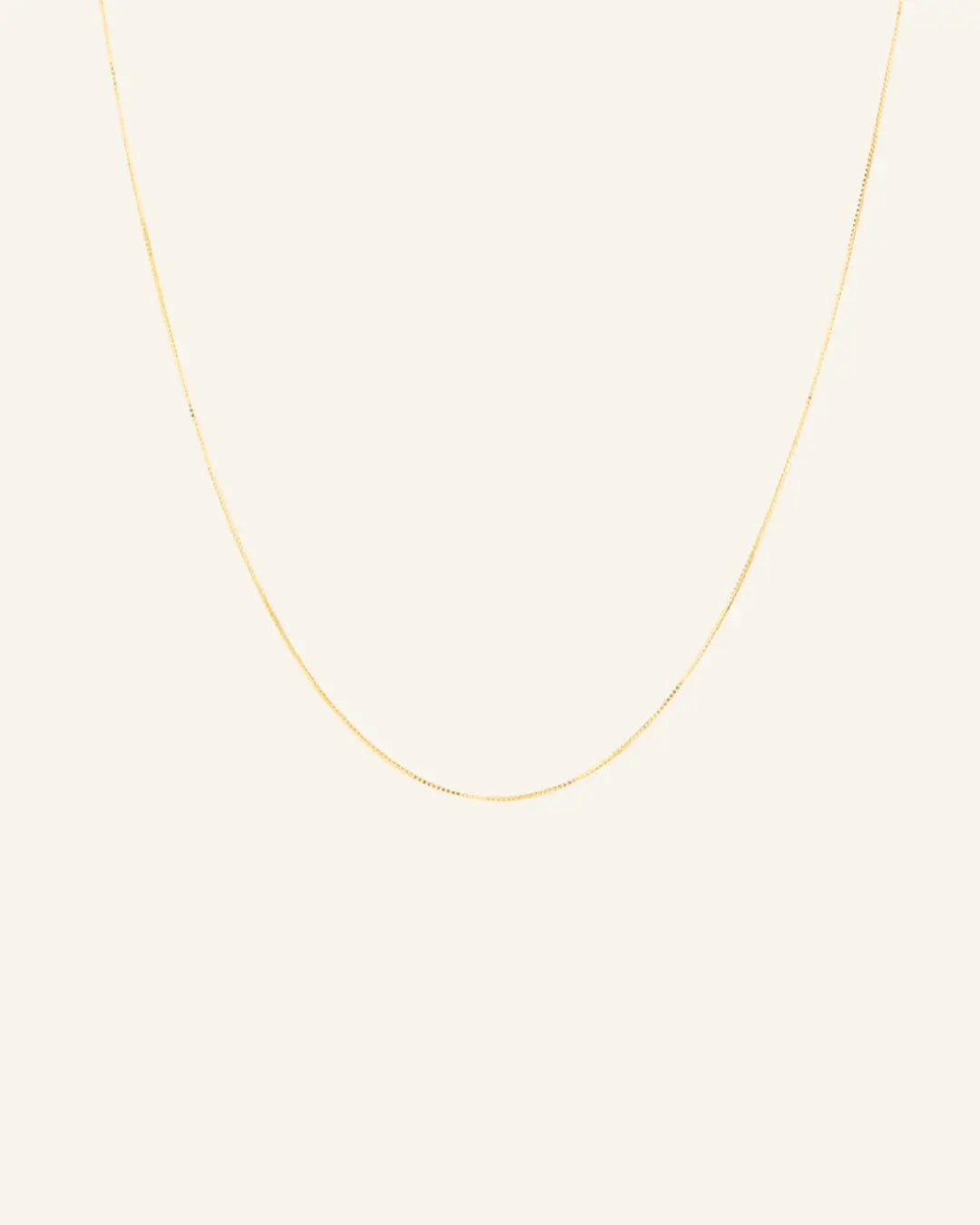 Extra dainty 18k gold-filled box chain necklace flatlay