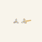 Gold Tri CZ Stud Earrings with cubic zirconia set in a triangle design by IGGI Jewellery