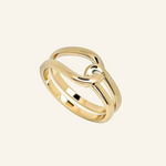 Gwen Ring crafted in 18k gold-filled metal featuring a bold sculptural design with a smooth dome shape and polished finish on a neutral background