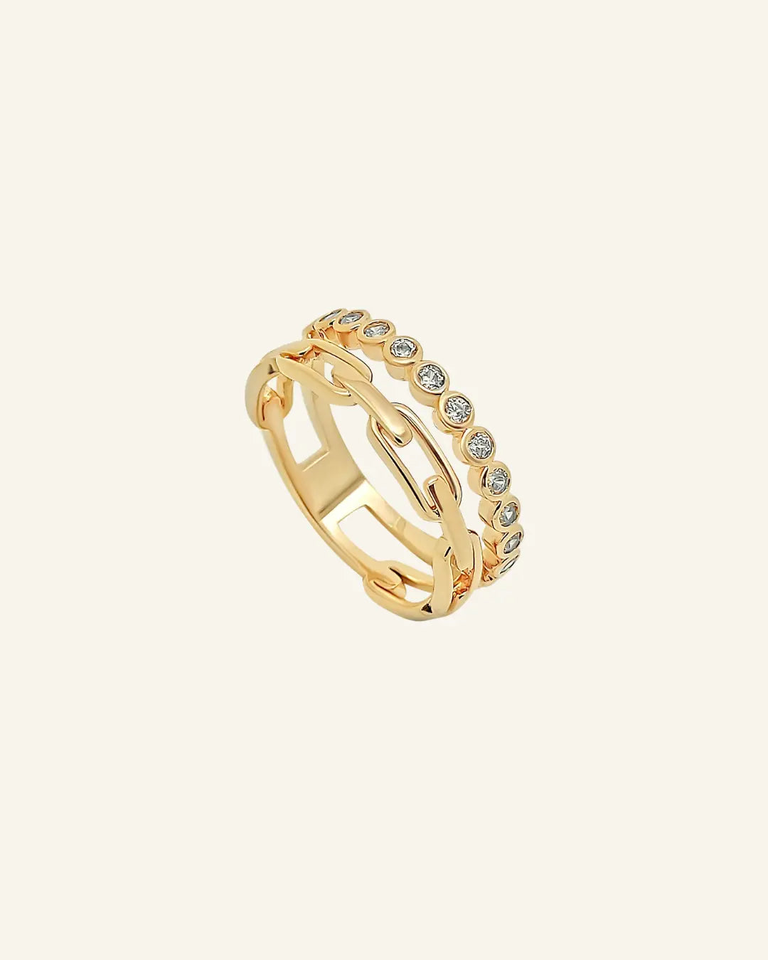 Harlow Ring in 18k gold-filled with cubic zirconia stones by IGGI Jewellery