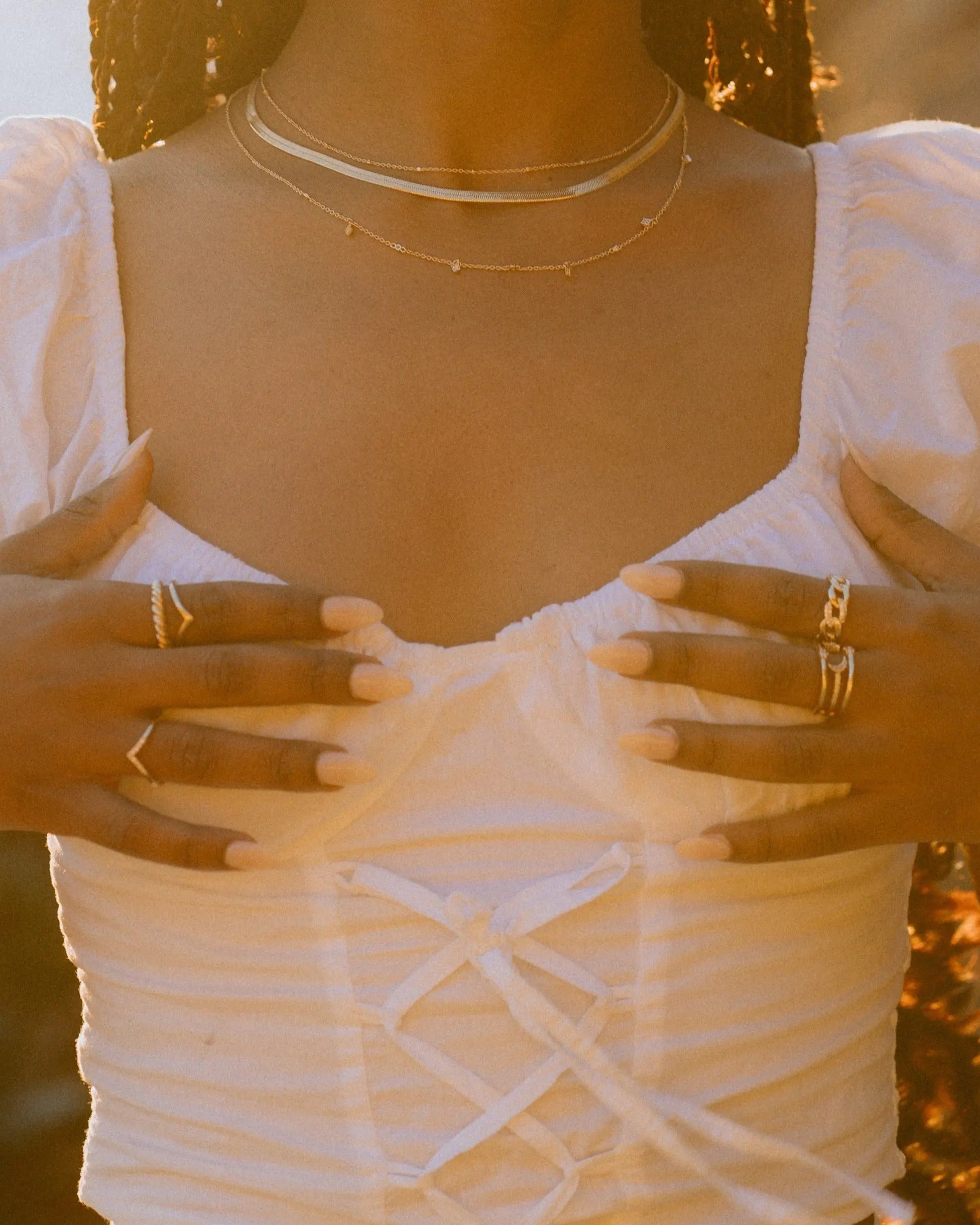 Side view of Lara Ring worn on hand