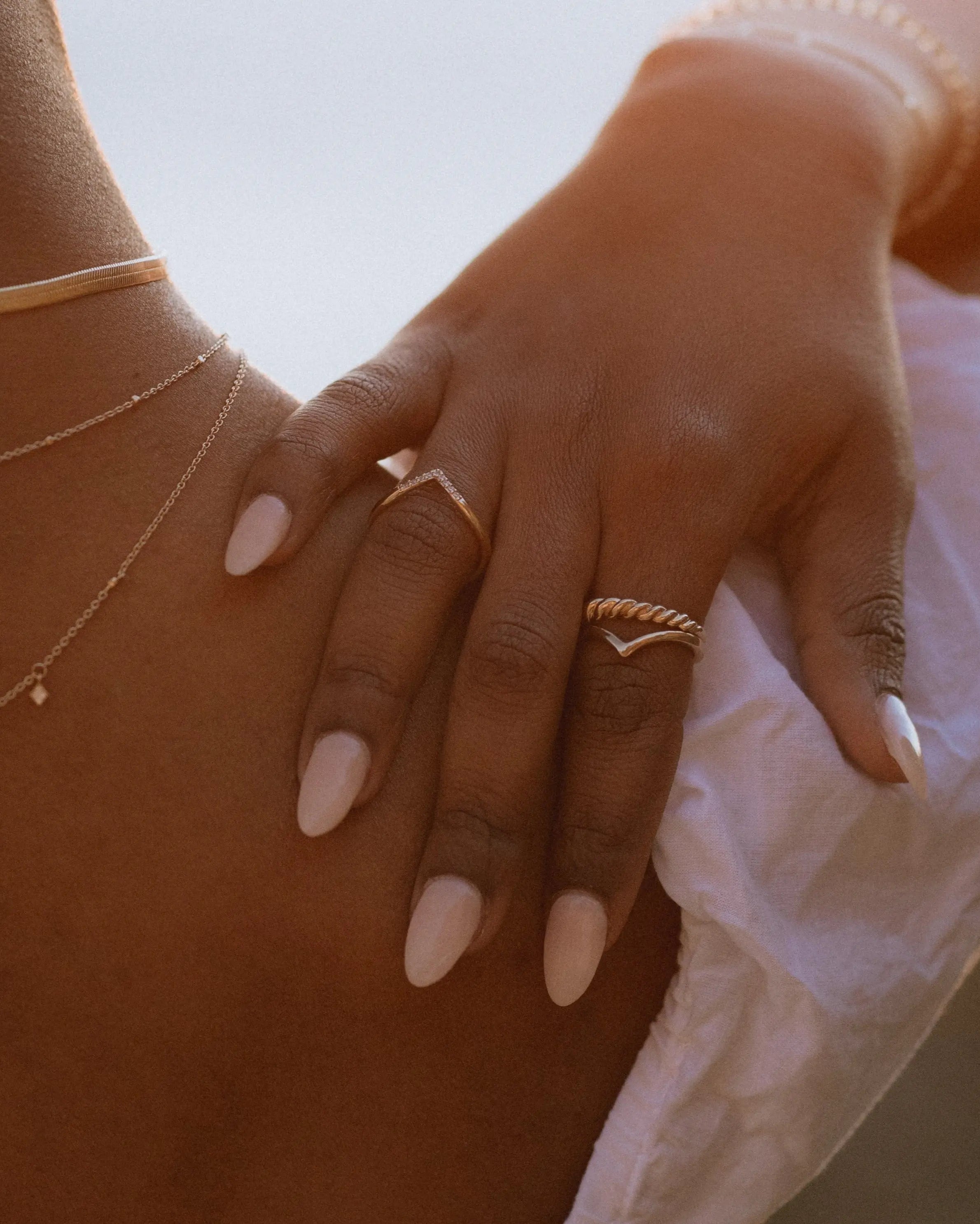 Lara Ring styled in a stack with gold rings – IGGI Jewellery