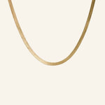 4mm 18k gold-filled herringbone chain necklace flatlay – IGGI Jewellery