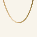 4mm 18k gold-filled herringbone chain necklace flatlay – IGGI Jewellery