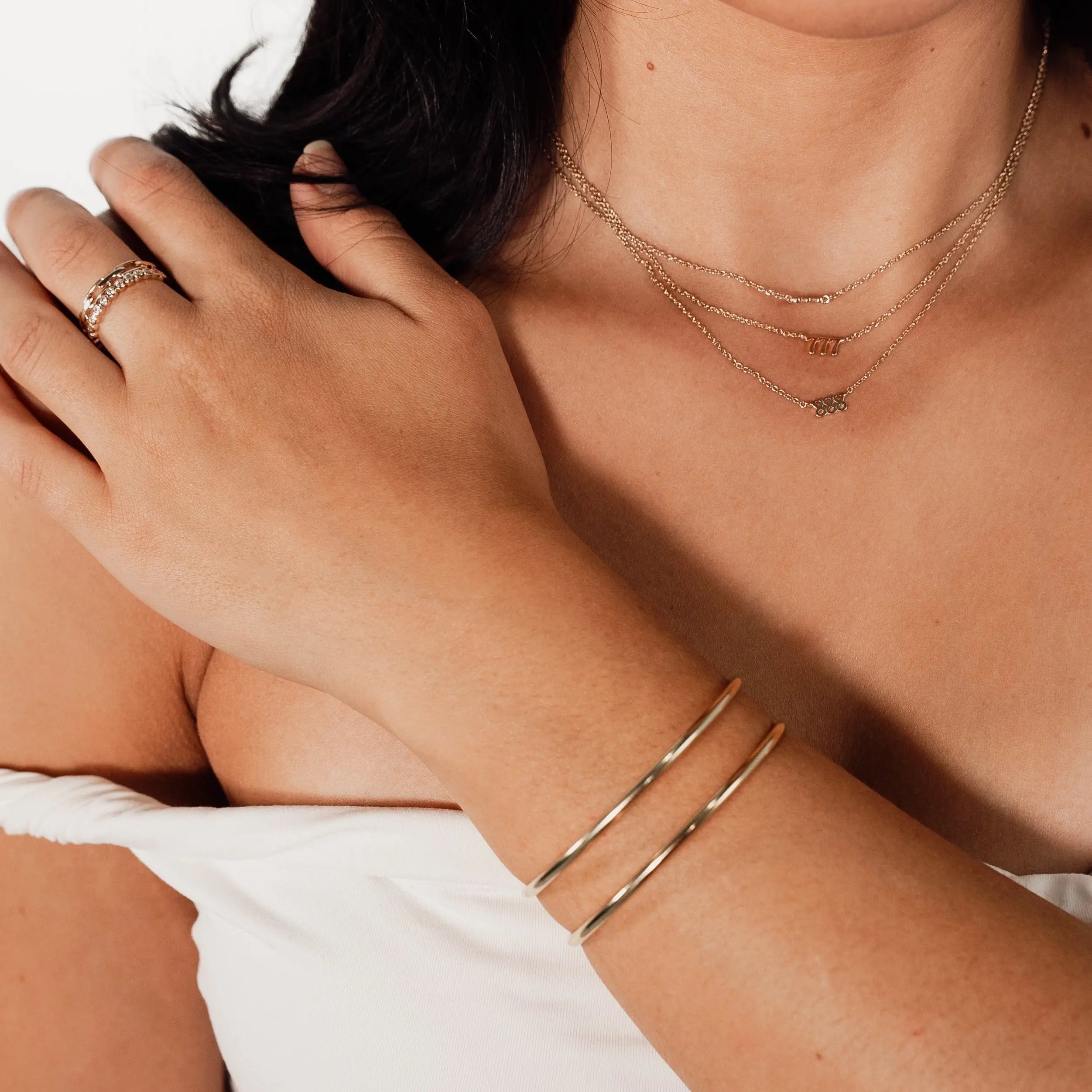 Adjustable Double Bangle Bracelet styled for a minimal everyday aesthetic.