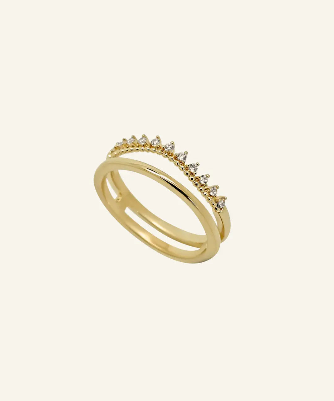 Amelia Ring by IGGI Jewellery – Crown detail stacking ring in 18k gold-filled