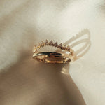 Flat lay of Amelia Ring on neutral textured fabric – IGGI Jewellery