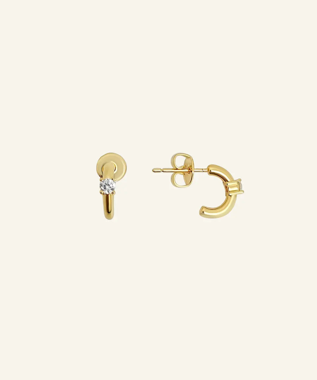 Bella C Hoop Studs in 18k gold-filled with cubic zirconia detail – IGGI Jewellery