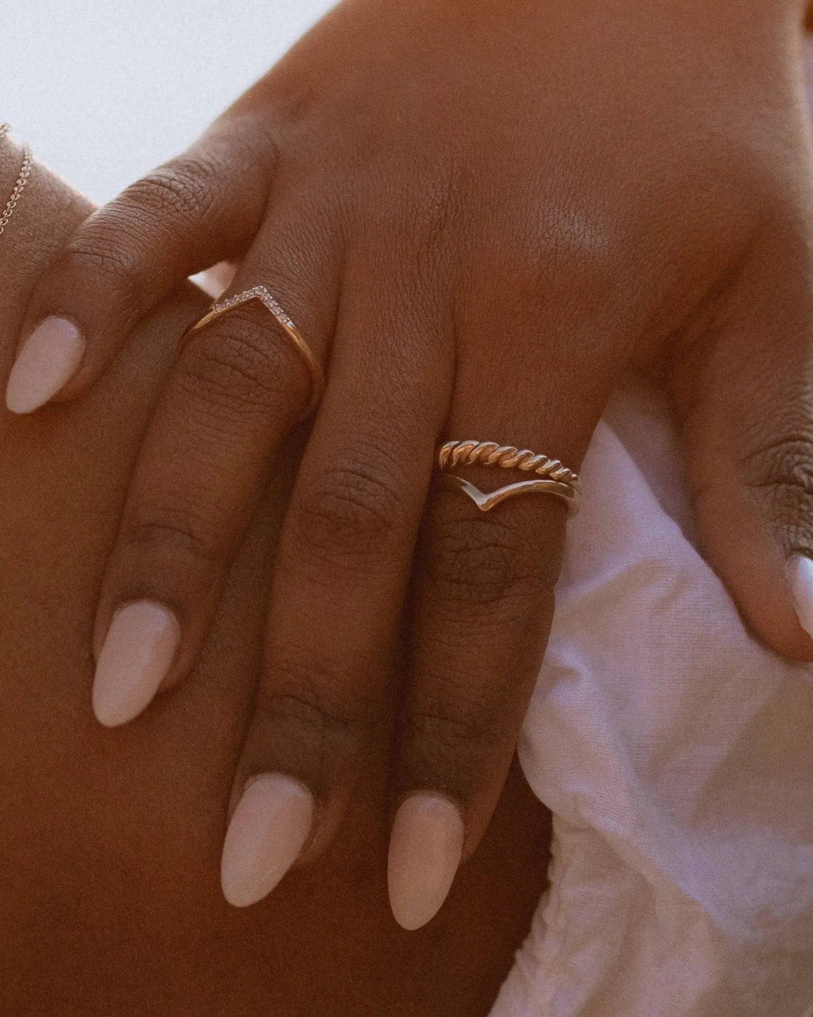 Blair Ring worn solo on hand – IGGI Jewellery