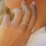 Coffee Bean Ring styled on hand, layered with IGGI Jewellery rings