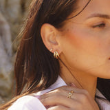 Side view of Cove Drop Earrings - 18k gold-filled hoops by IGGI Jewellery