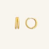 Double Huggie Hoops in 18k gold-filled minimalist design on a white background from IGGI Jewellery