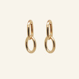 Double Paperclip Hoops by IGGI Jewellery – interlocking 18k gold-filled hoop earrings displayed on a neutral background.