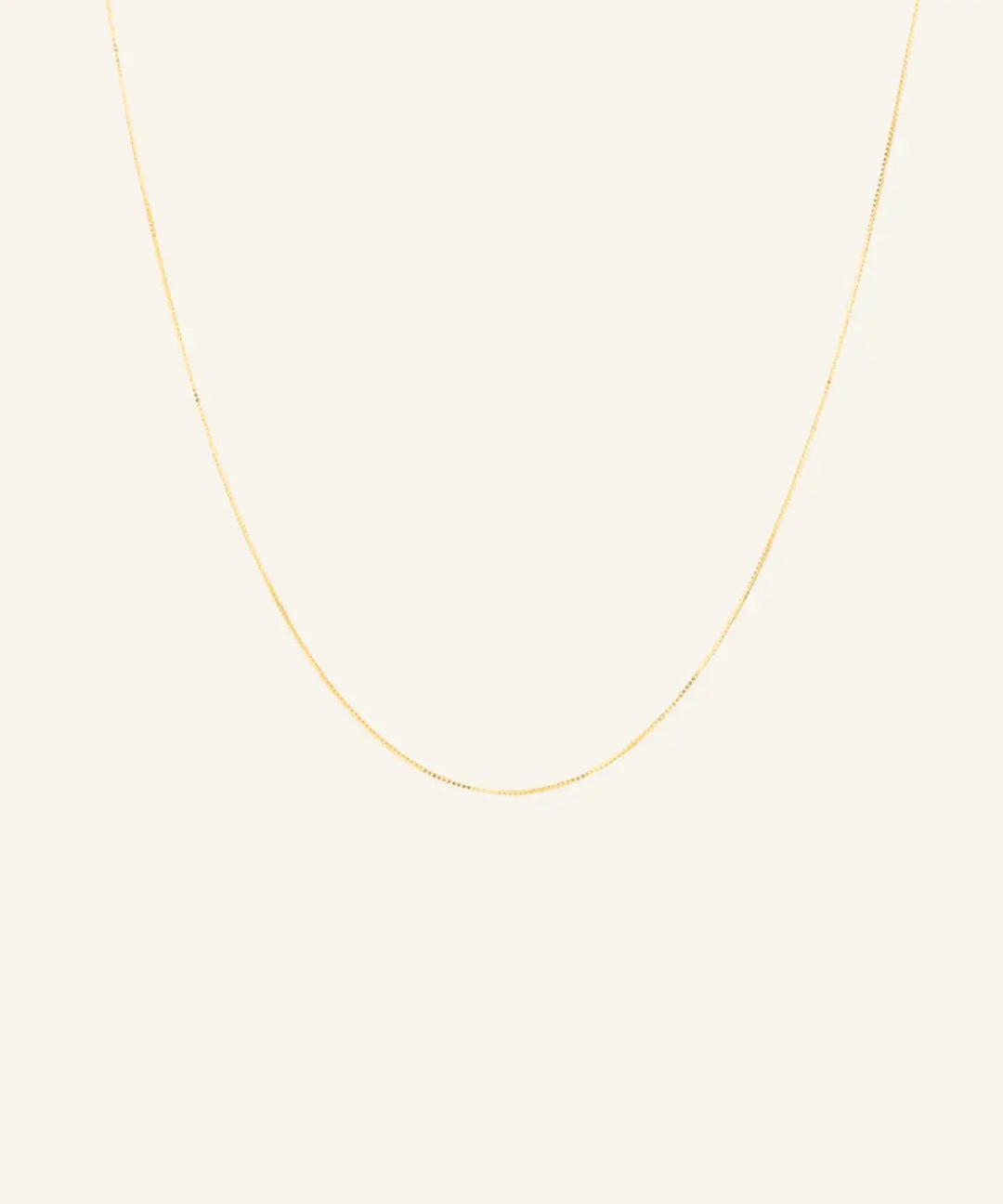 Extra dainty 18k gold-filled box chain necklace flatlay