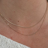 Extra dainty gold-filled box chain styled with IGGI jewellery