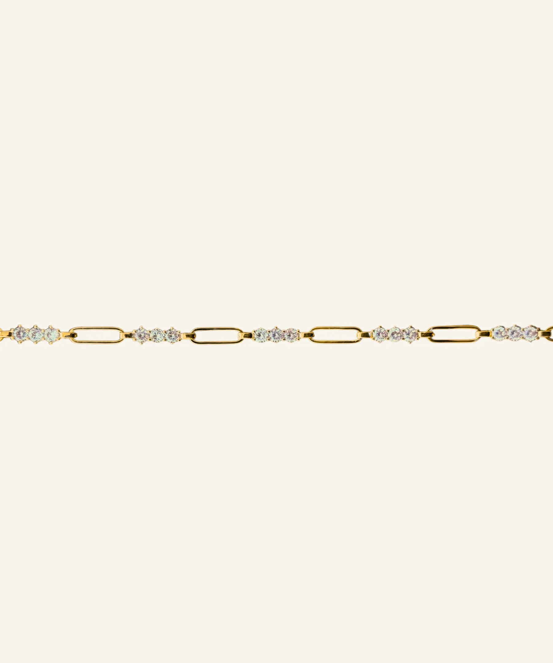 Francesca Bracelet by IGGI Jewellery – 18k gold-filled link design with crystal clusters, displayed on a neutral background.