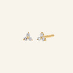 Gold Tri CZ Stud Earrings with cubic zirconia set in a triangle design by IGGI Jewellery