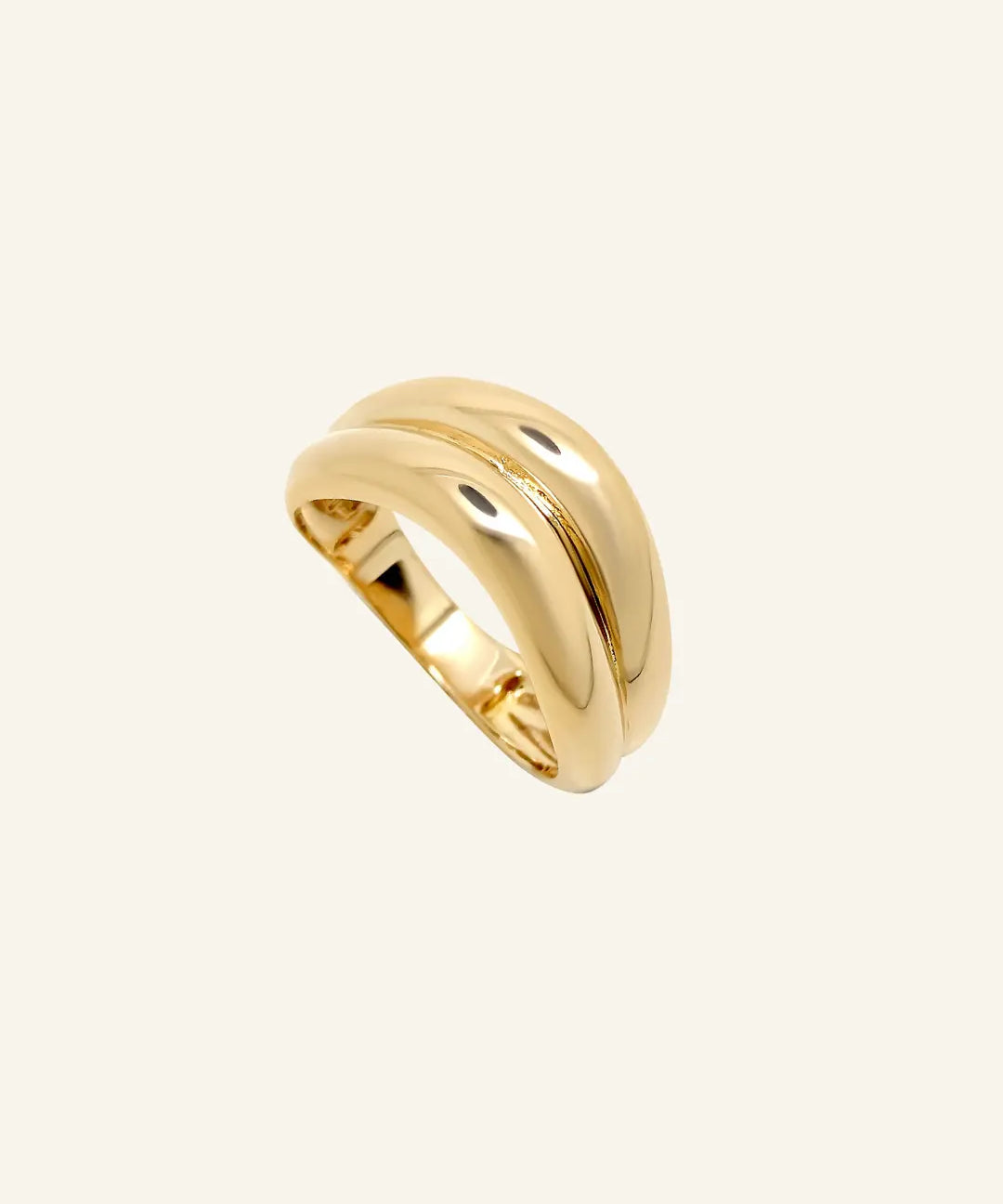 Halona Ring – Bold 18k Gold-Filled Dome Band on neutral background