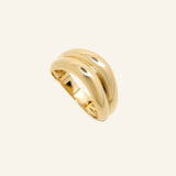 Halona Ring – Bold 18k Gold-Filled Dome Band on neutral background
