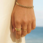 Halona Ring styled on hand, bold dome design in 18k gold-filled finish