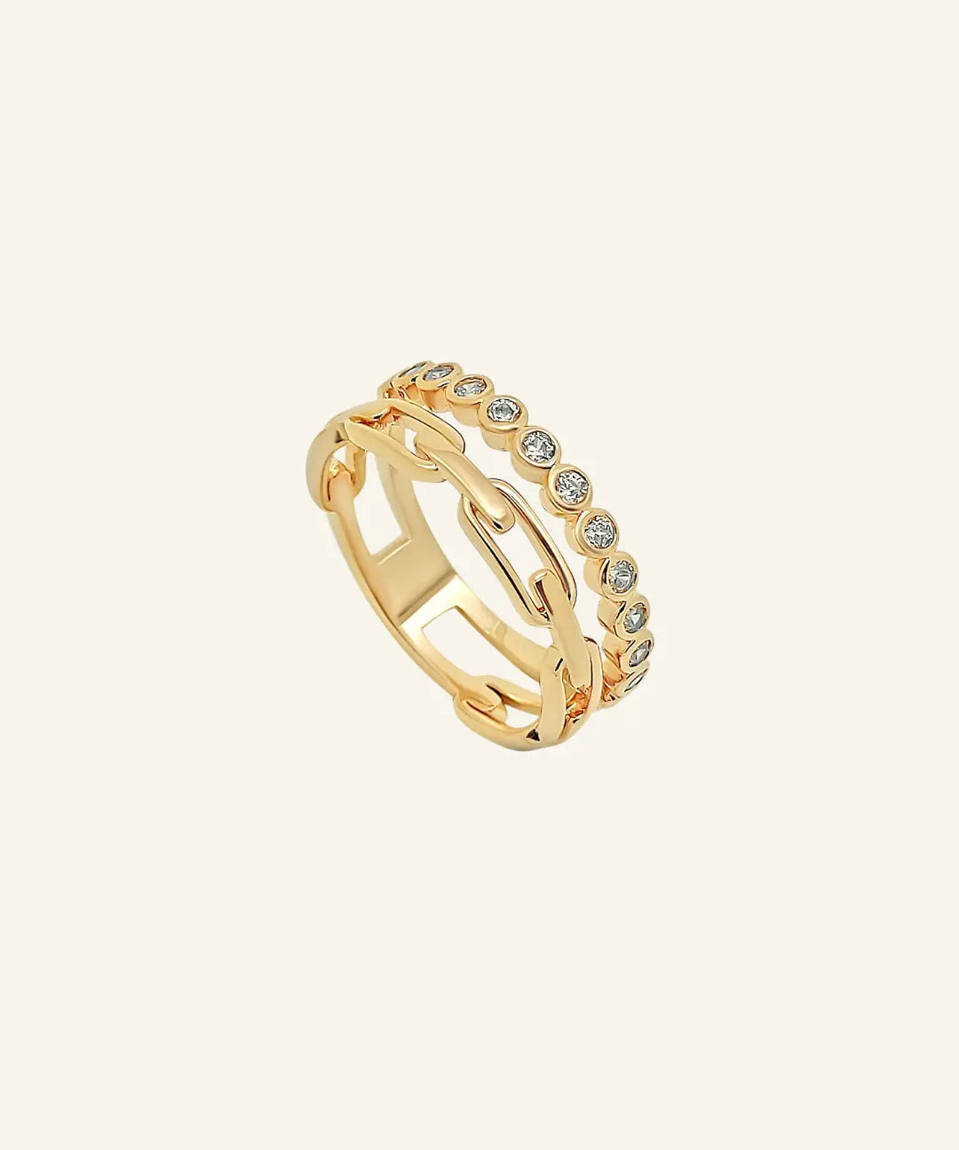 Harlow Ring in 18k gold-filled with cubic zirconia stones by IGGI Jewellery