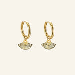 Heka Hoops 18k gold-filled hoop earrings with fan-shaped charm by IGGI Jewellery