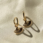 Heka Hoops 18k gold-filled hoop earrings styled on fabric