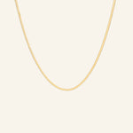 Herringbone Necklace 2mm gold-filled flat chain displayed on neutral background