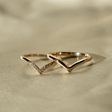 Lexi Ring on soft neutral fabric showcasing its V-shaped detail