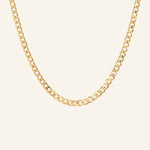 Miami Chain Necklace in 18k gold-filled shown flat on a neutral surface
