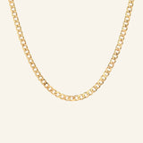 Miami Chain Necklace in 18k gold-filled shown flat on a neutral surface