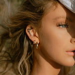 Side angle view of Mona Drop Hoops - IGGI Jewellery 18k Gold-Filled Earrings