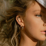 Side angle view of Mona Drop Hoops - IGGI Jewellery 18k Gold-Filled Earrings