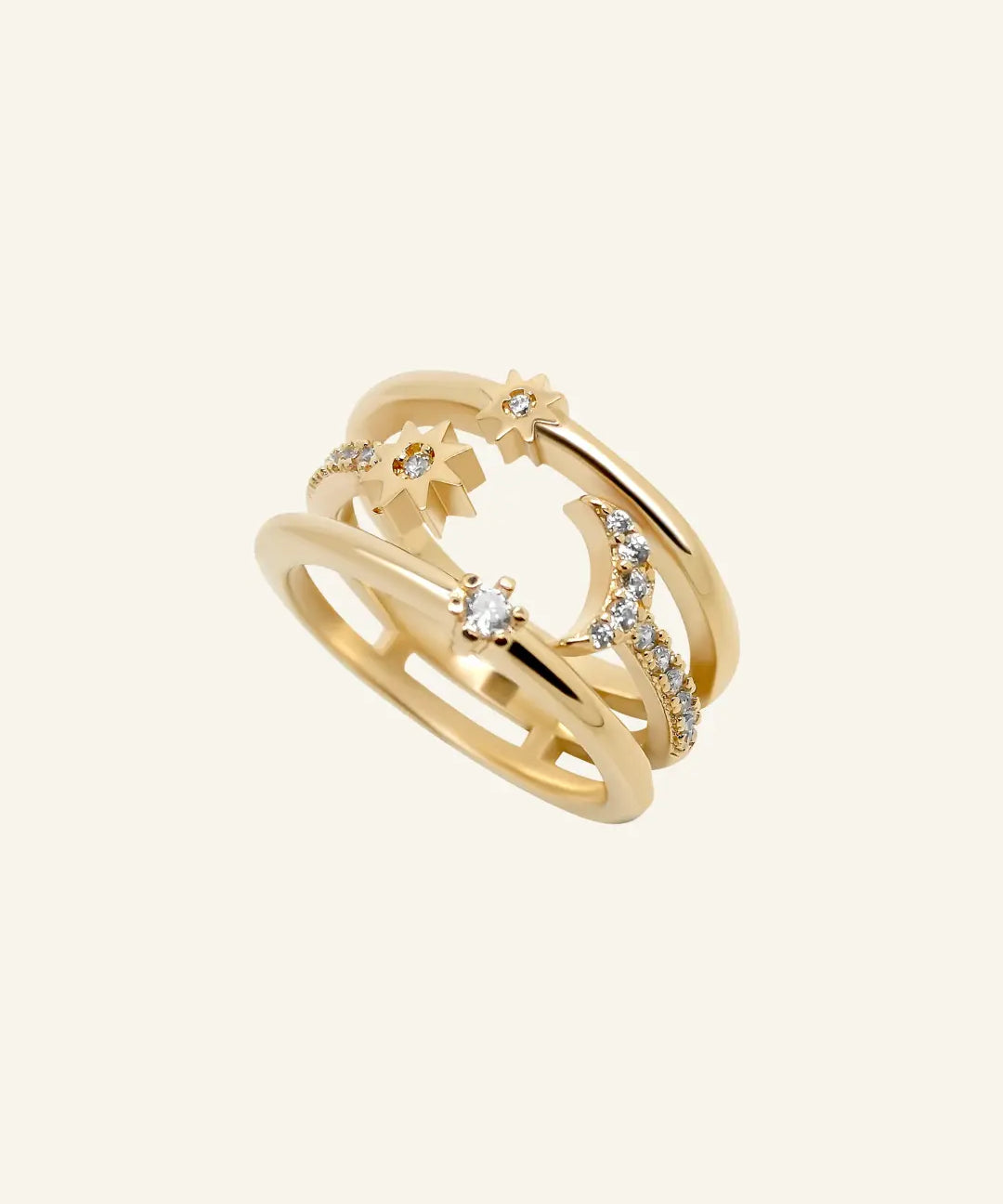 Nova Ring in 18k gold-filled design with sparkling stones