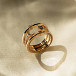 Detailed view of Nova Ring showcasing gold-filled finish and stones