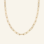 Flatlay of 18k gold-filled paperclip chain necklace – IGGI Jewellery
