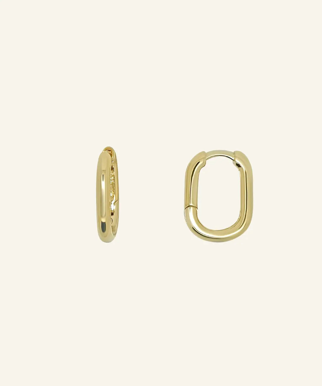 Paperclip Huggie Hoops in 18k gold-filled metal by IGGI Jewellery