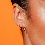 Paperclip Huggie Hoops styled on ear - IGGI Jewellery