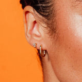 Paperclip Huggie Hoops styled on ear - IGGI Jewellery