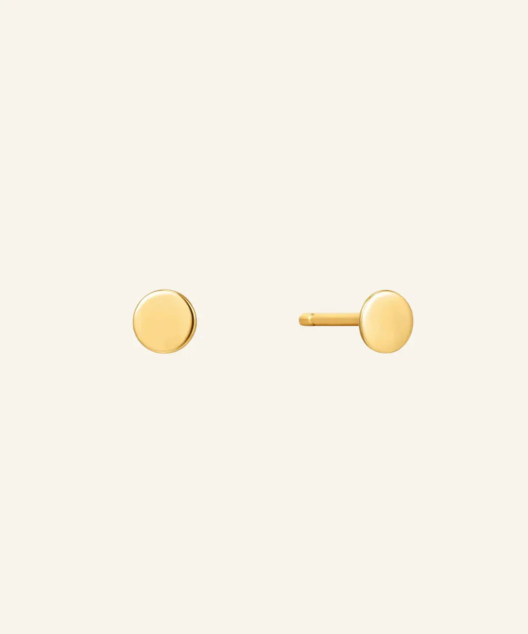 Round Disc Studs in 18k gold-filled minimalist design on neutral background