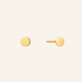 Round Disc Studs in 18k gold-filled minimalist design on neutral background