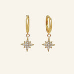 Pair of 18k gold-filled Star Drop Earrings with cubic zirconia star charms by IGGI Jewellery