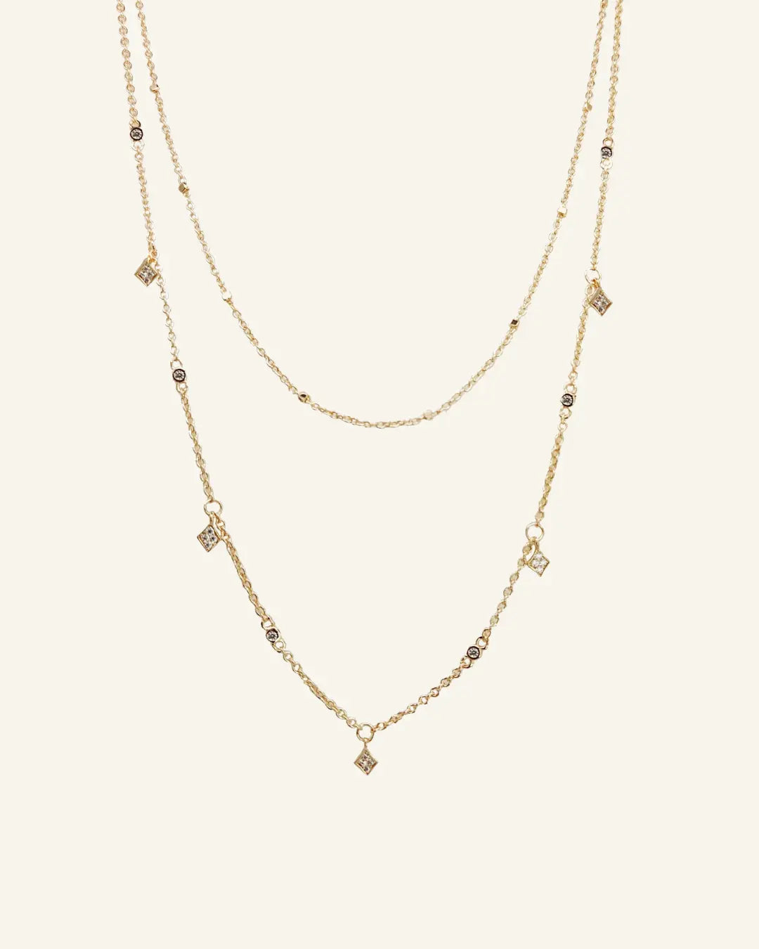 Star Drop Necklace in 18k gold-filled displayed flat on a neutral background